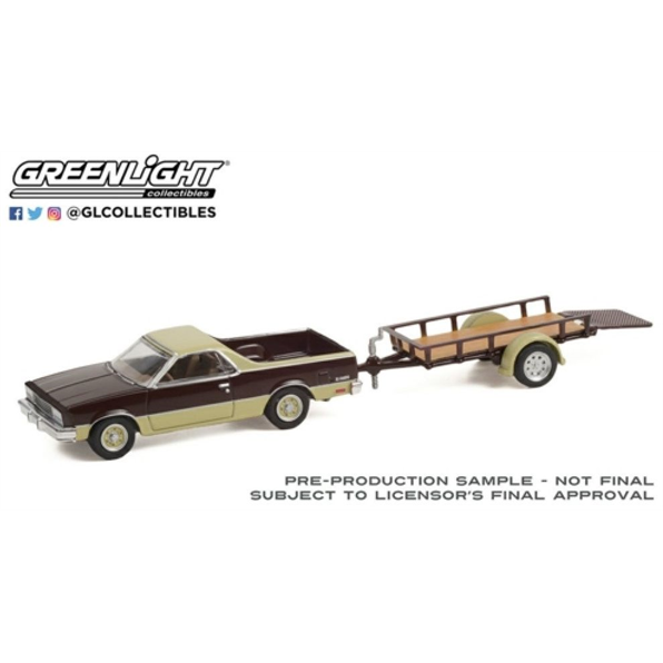 Chevrolet El Camino Conquista 1984 in Maroon and Beige w/Utility Trailer