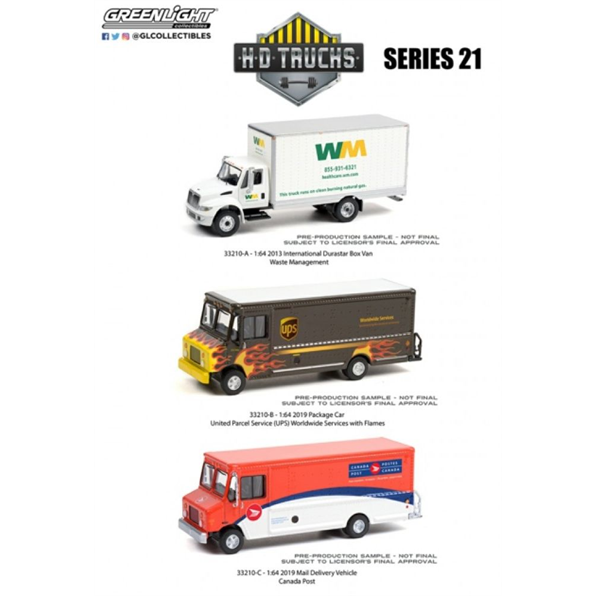 H.D. Trucks Series 21 Assortment (3-Vehicle Set) 6pcs Asst