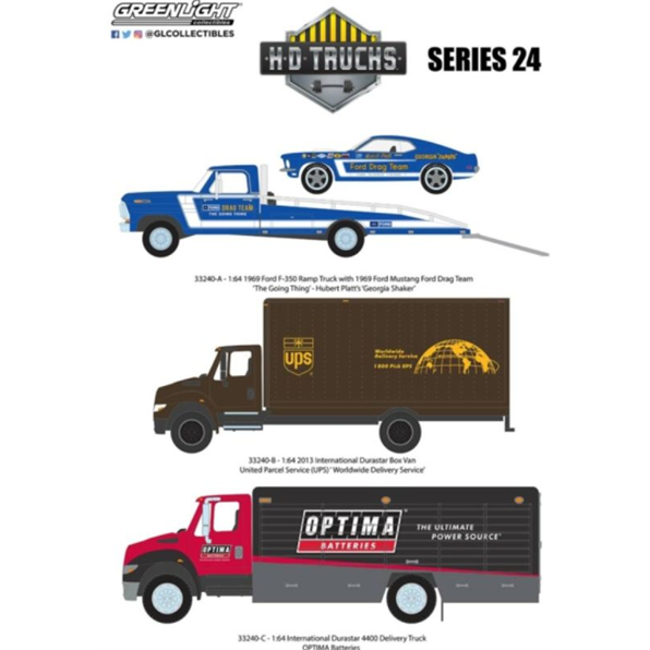 H.D. Trucks Series 24 Assortment (3-Vehicle Set) 6pcs Asst