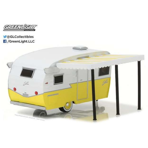 Shasta Airflyte with Awning Hitched homes series 2 white/yellow