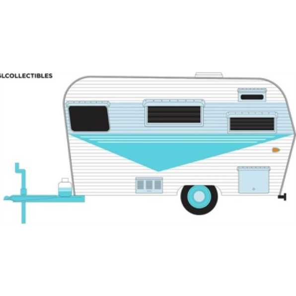 Siesta Travel Trailer 1958 Teal White and Polished Silver