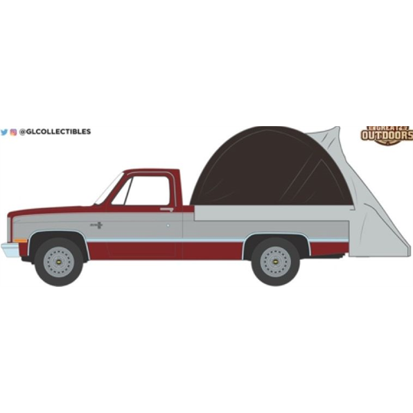 Chevrolet C20 Silverado 1983 Carmine Red Silver w/Modern Truck Bed Tent