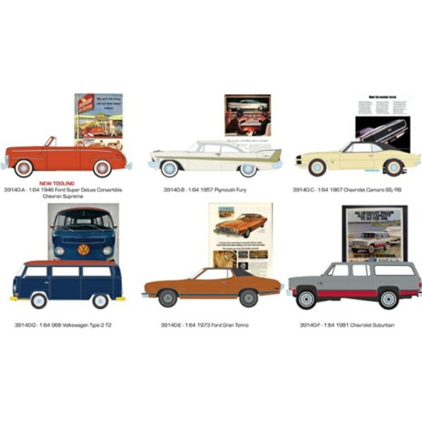 Vintage Ad Car Series 14 (6-Car Set) 12pcs Assortment