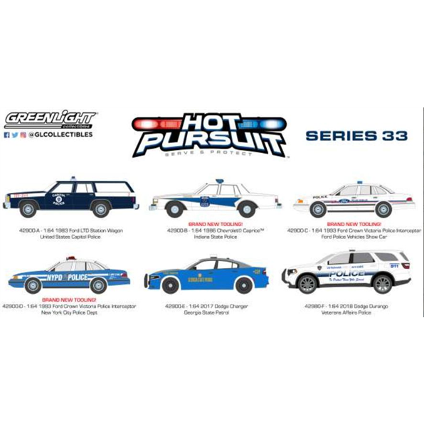 Hot Pursuit Series 33 (6-Car Set) 12 Pcs Asst