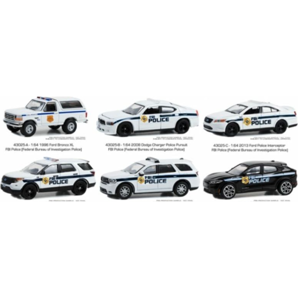 FBI Police Assortment (6 Car Set) 12pcs Asst