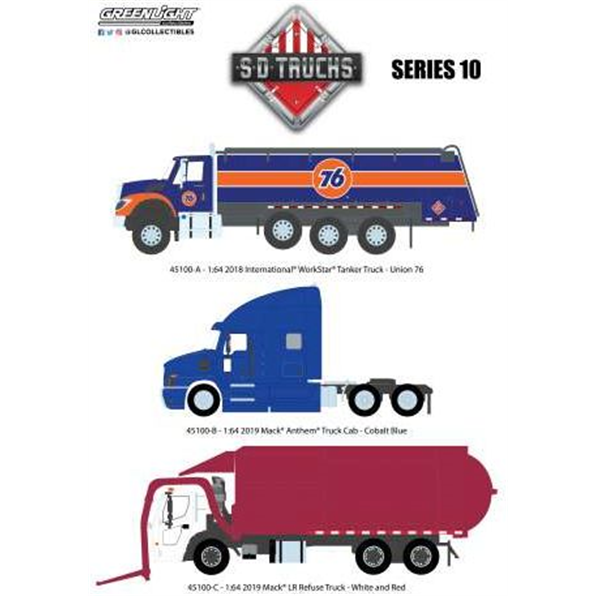 S.D. Trucks Series 10 Assortment (3-Vehicle Set) 6 Pcs Asst
