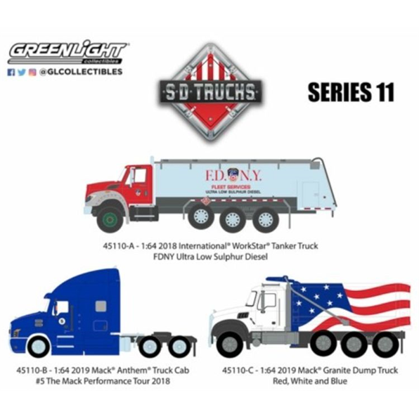 S.D. Trucks Series 11 Assortment (3 Vehicle Set) 6pcs Assorted