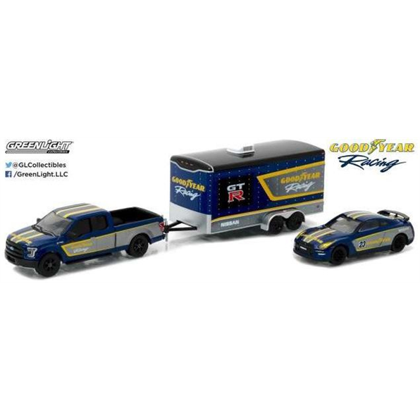 Ford F150 and 2014 Nissan GTR with enclosed Car Hauler Goodyear Hitch and tow Racing S