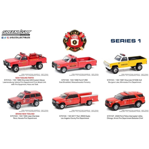 Fire and Rescue Series 1 (6 Car Set) 12pcs Asst