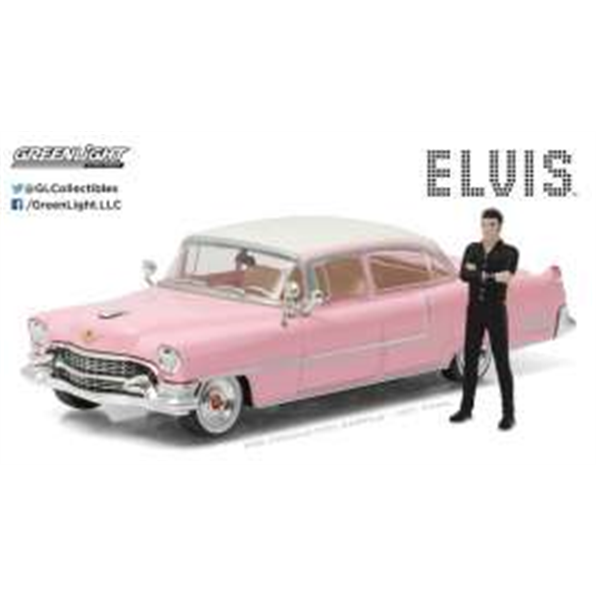 Cadillac Fleetwood Series 60 1955 Pink Cadillac w/Elvis Presley Figure