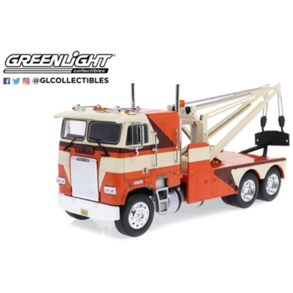 Freightliner FLA 9664 Tow Truck Orange/ White and Brown 1984