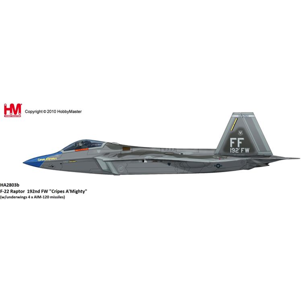Lockheed F-22 Raptor 192nd FW 'Cripes A'Mighty' (w/underwings 4 x AIM-120)