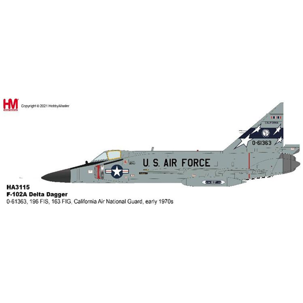 F-102A Delta Dagger 0-61363 196 FIS 163 FIG California Air National Guard 1970s