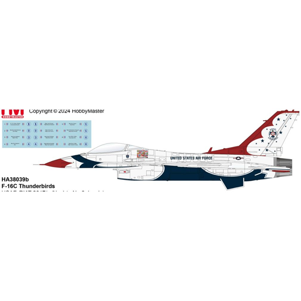 F-16C Thunderbirds USAF RIAT 2017 (w/#1 to #6 Decals)