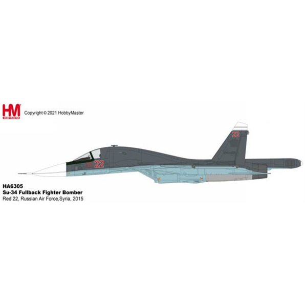 Su-34 Fullback Fighter Bomber Red 22 Russian Air Force Syria 2015