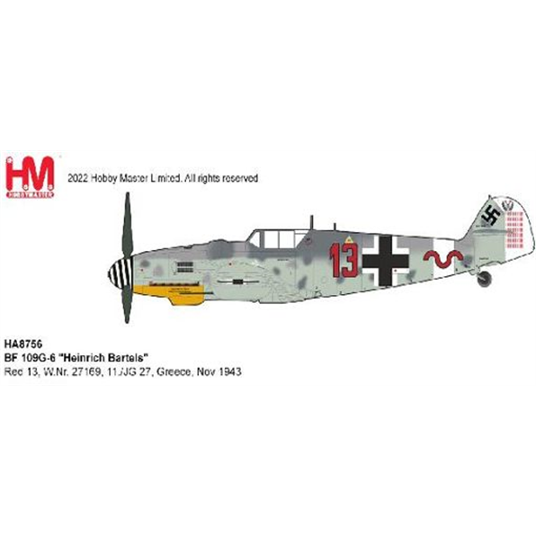 BF 109G-6 'Heinrich Bartels' Red 13 W.Nr. 27169 11./JG 27 Greece Nov 1943