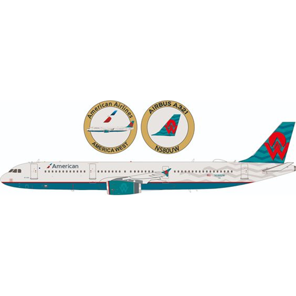 Airbus A321-231 American Airlines N580UW w/Stand and Collectors Coin