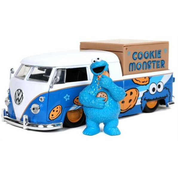 VW Bus and Diecast Talking Cookie Monster Figure