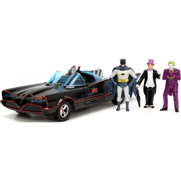 Batmobile 1966 w/Batman/Robin/Penguin and Joker Figures