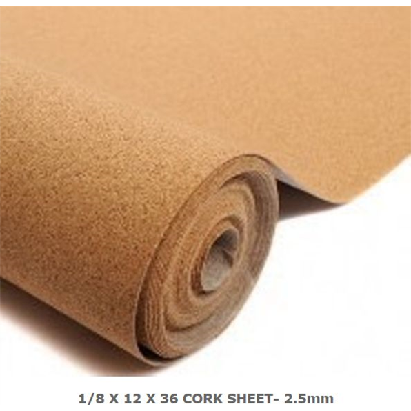 1/8" x 12" x 36" Cork Sheet 2.5mm