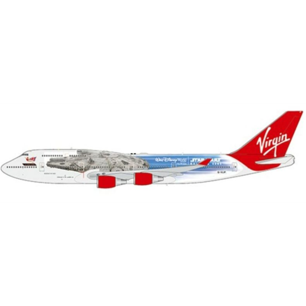 Boeing 747-400 Virgin Atlantic Star Wars Galaxys Edge Flap Down G-VLIP w/Stand