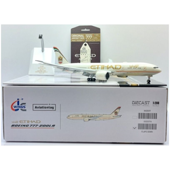 Boeing 777-200LR Etihad Airways A6-LRB w/Stand + Limited Edition Aviationtag