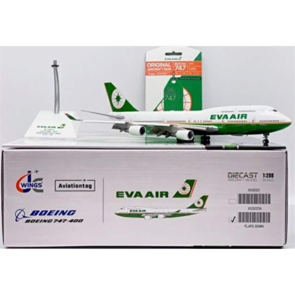 Boeing 747-400 EVA Air B-16411 Flaps Down w/Stand Limited Edition Aviationtag