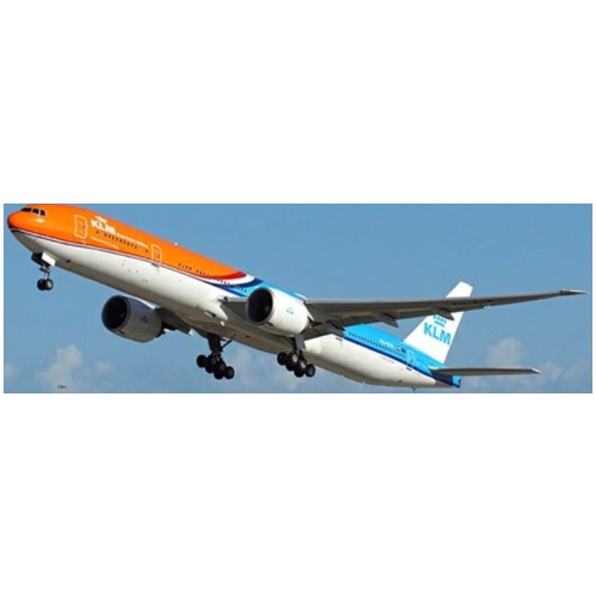 Boeing 777-300ER KLM Royal Dutch Airlines Orange Pride Flaps Down PH-BVA w/Stand