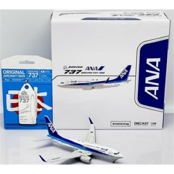 Boeing 737-700 All Nippon Airways JA02AN w/Stand + Limited Edition Aviation Tag