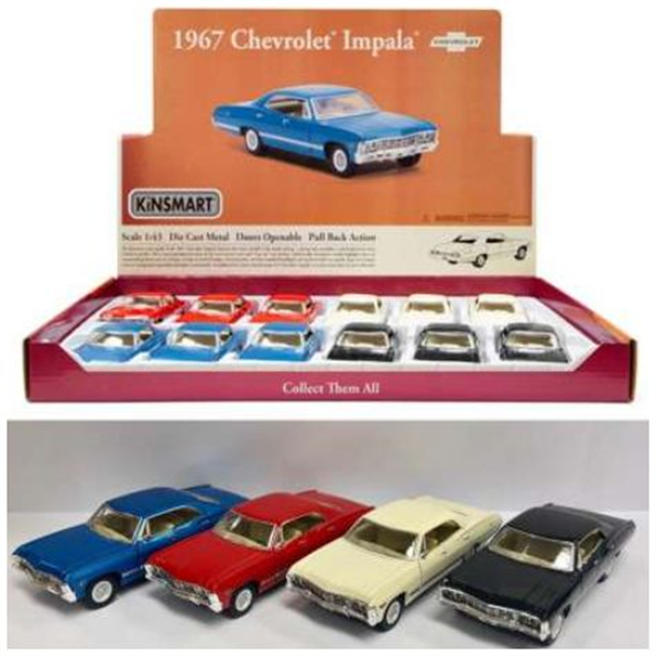 Chevrolet Impala 4-Door 1967 (12pcs) (3 x Blue/3 x Red/3 x White/3 x Black)