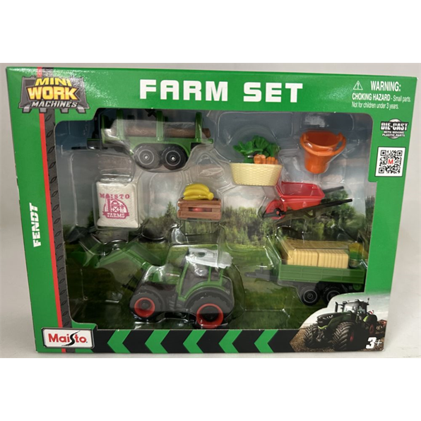 Fendt Mini Work Machine Farm Tractor Play Set 12 pcs