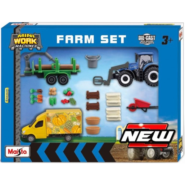 New Holland Mini Work Machine Farm Tractor Play Set 12 pcs