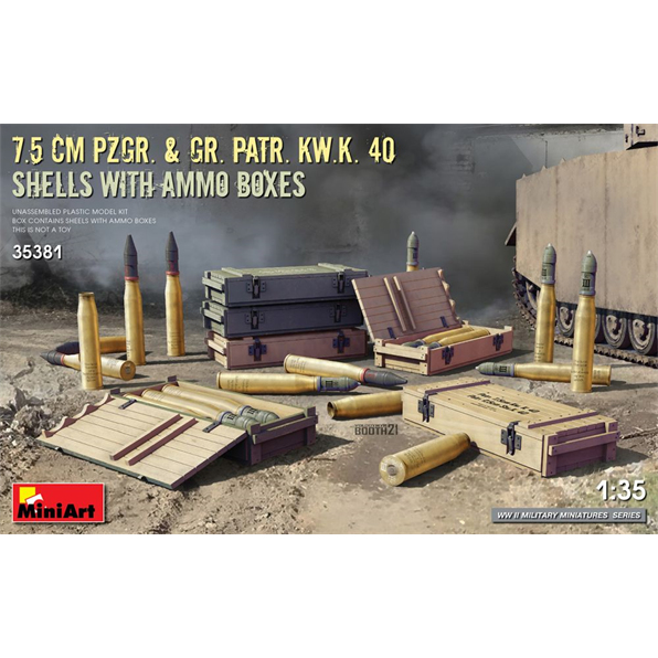 7.5cm Pzgr and Kw.K 40 Shells and Ammo Boxes