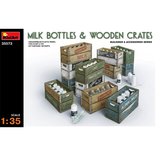 Milk Bottles and Wooden Crates