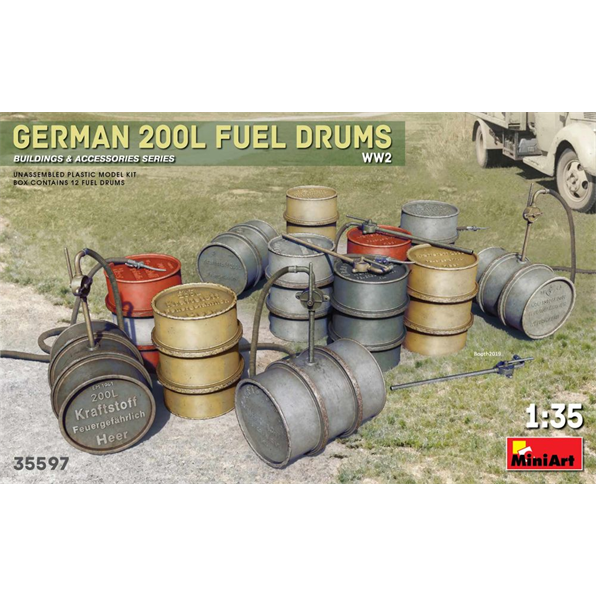 German 200L Fuel Drums Set WWII