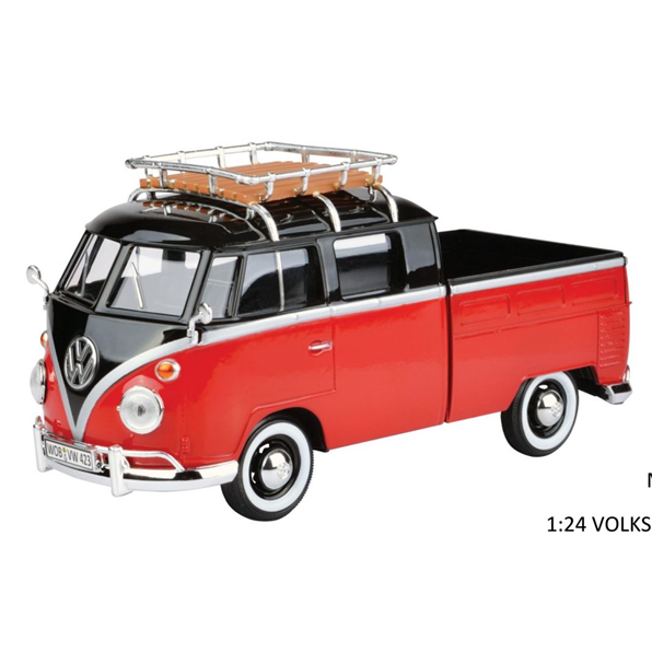 VW T1 D/cab pick up + Roofrack - Red/Bk