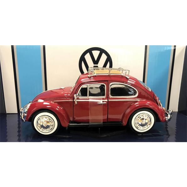 VW Beetle Red 1966 with Roof Luggage Rack