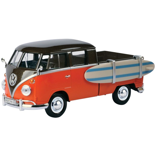 VW T1 D/cab pick up, with surf board