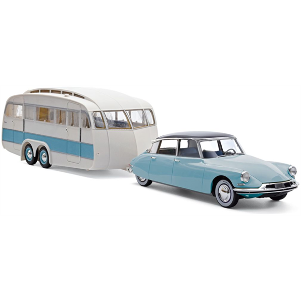 Citroen DS 19 1959 Bleu Nuage + Aubergine + Caravane Henon