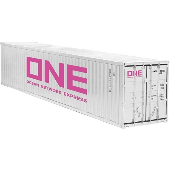 Semitrailer International + 40 ft Sea Container, 'ONE' White