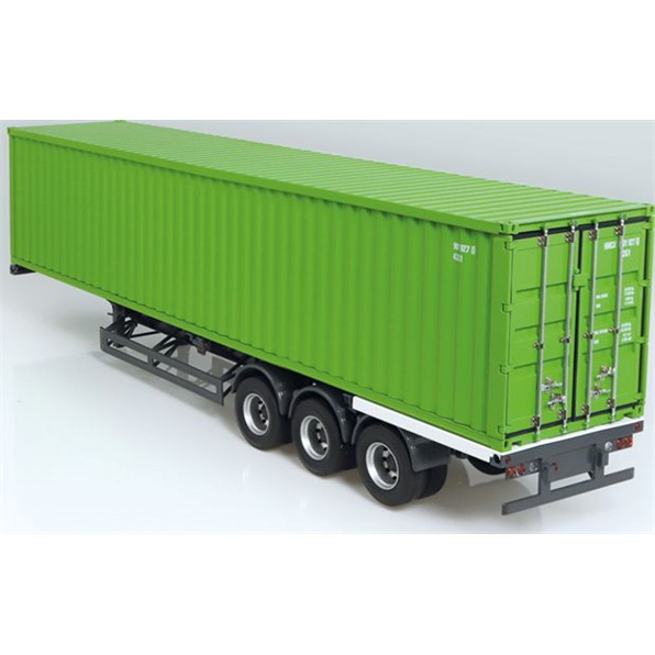 Semitrailer International + 40 ft Sea Container Green