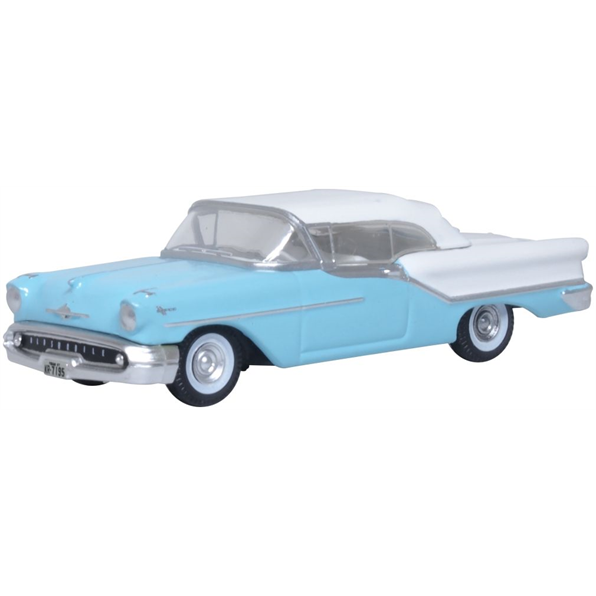 Oldsmobile 88 Convertible 1957 (Roof Up) Banff Blue/Alcan White