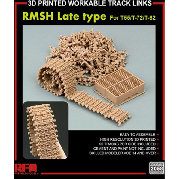 Workable Track Links RMSH Late Type T-55 T-72/T-62 (3D Printed)