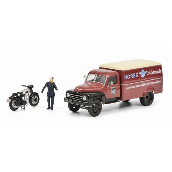 Hanomag L28 box van 'Horex' w/ bike and ride w/ bike and rider