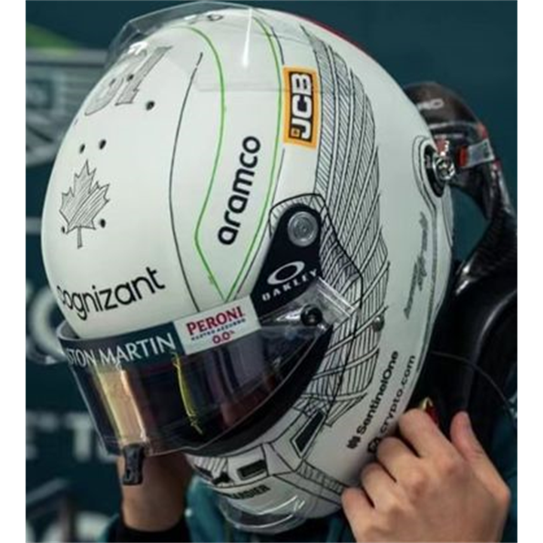 Aston Martin Aramco Cognizant Lance Stroll Helmet Japanese GP 2023