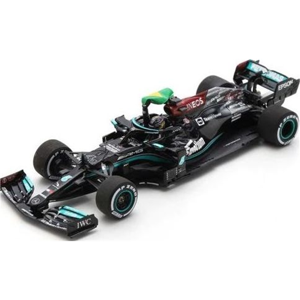 Mercedes AMG Petronas F1 #44 F1 W12 E 1st Brazilian GP 2021 Hamilton Figurine w/Flag