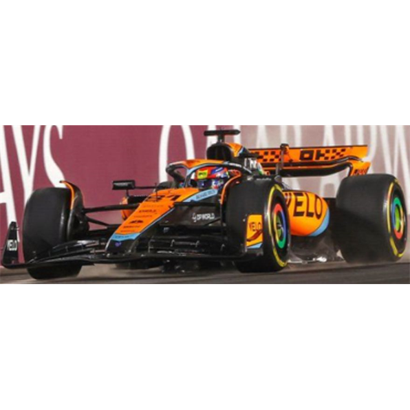 McLaren MCL60 #81 1st Pole/1st Sprint Race Qatar GP 2023 Oscar Piastri w/Pit Board