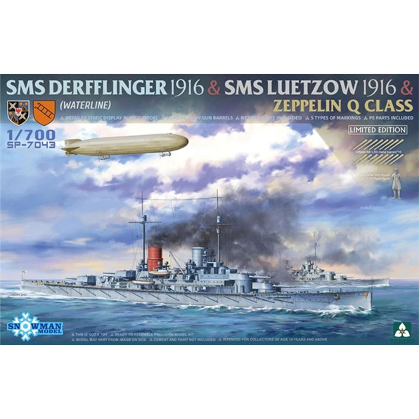 SMS Derfflinger and Lutzow 1916 and Zeppelin Q Airship (Waterline LE)