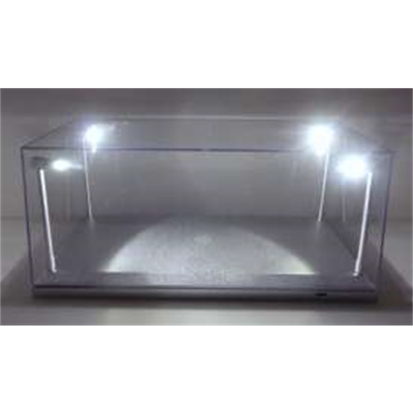 Display Case - W/Silver Base and 4 LED- 1:18
