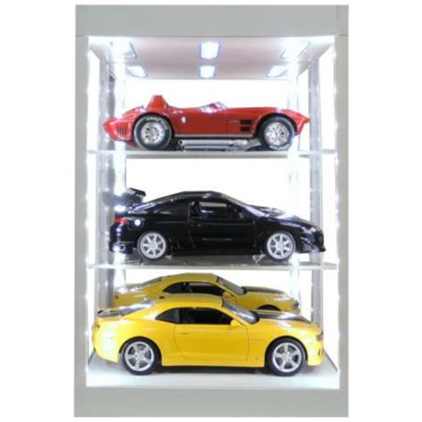 Display Case 1:18 w/1 or 2 Shelves + LED White/Mirrored back